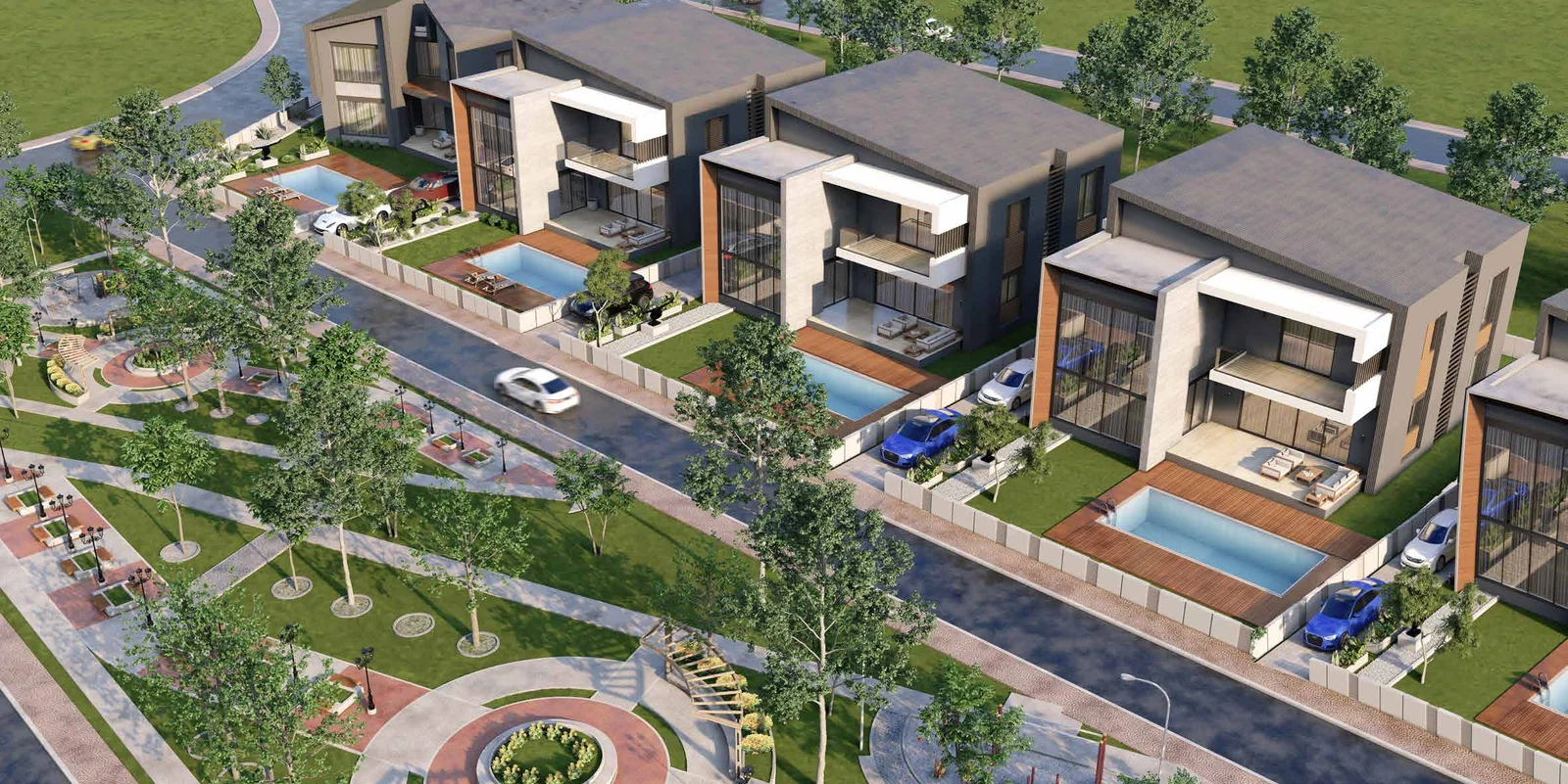 Villa sitesi havadan görünüm